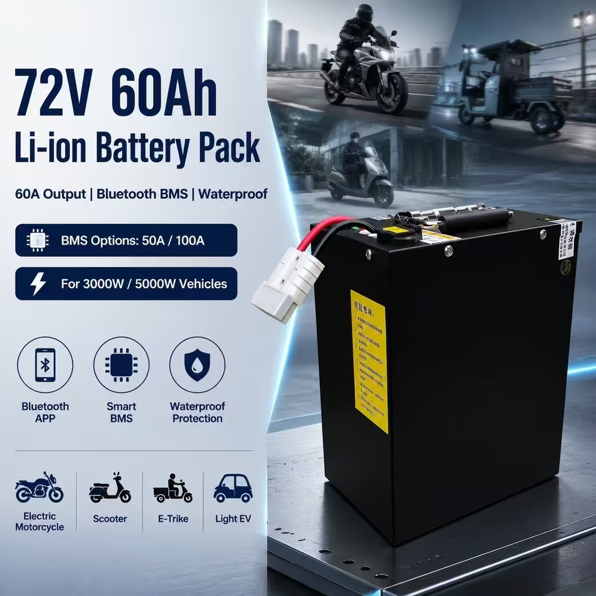 72V 60Ah Lifepo4 Battery Pack - 72V 60Ah 60A li-ion lityum polimer