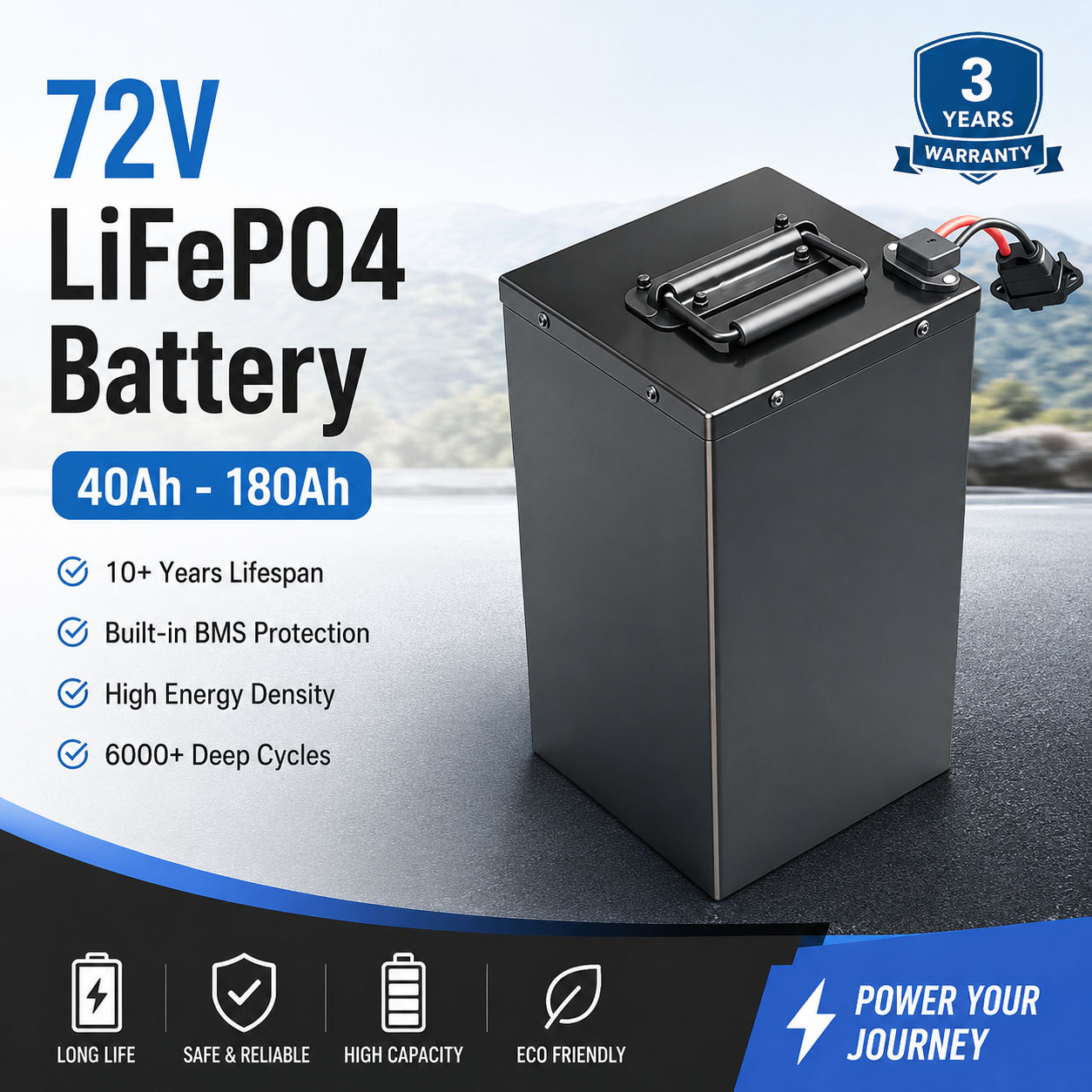 72V 60Ah Lifepo4 Battery Pack - Yeni Enerji 72V 40ah 60ah 80ah