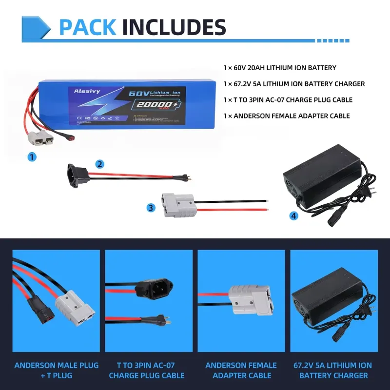 Aleaivy 60V 20AH 30AH 21700 Li - 60V 30Ah Electric Scooter Battery incelemesi ve fiyatı